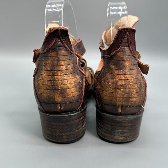 Freebird Steven Arrow Womens 9 Brown Leather Distressed Strappy Sandals Buckle - Picture 5 of 11
